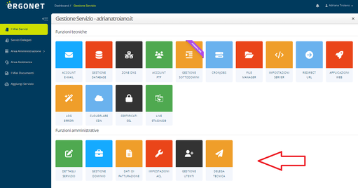 Visualizzazione backend proprietario dominio Ergonet Visualizzazione backend propietario dominio Ergonet