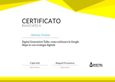 Web designer e consulente SEO Certificato Google maps Adriana Troiano