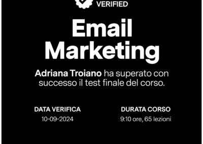 Web designer e consulente SEO Attestato di Email marketing con Learnn di Adriana Troiano