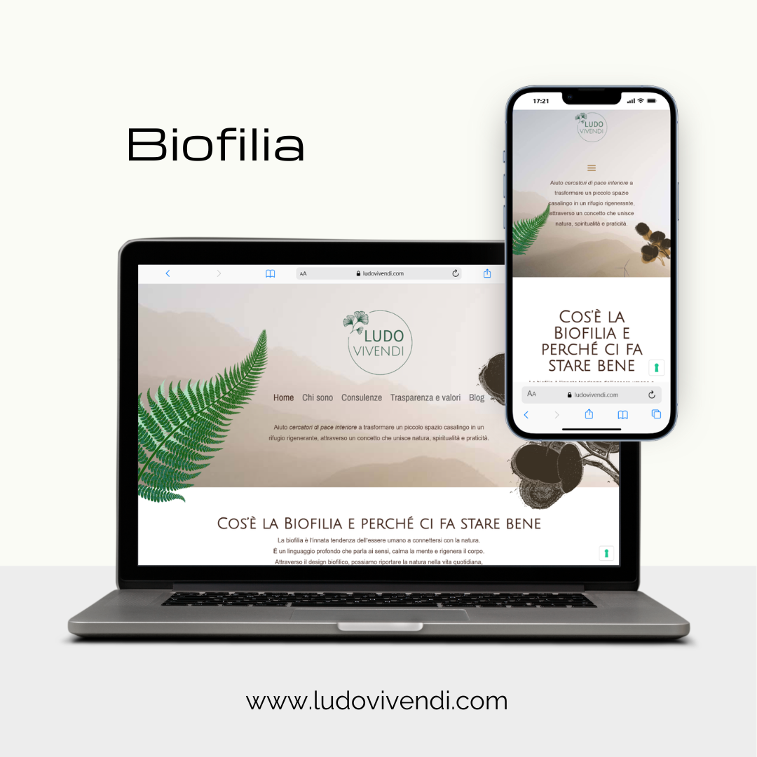 Sito web Biofilia Mockup desktop e mobile sito per Biofilia